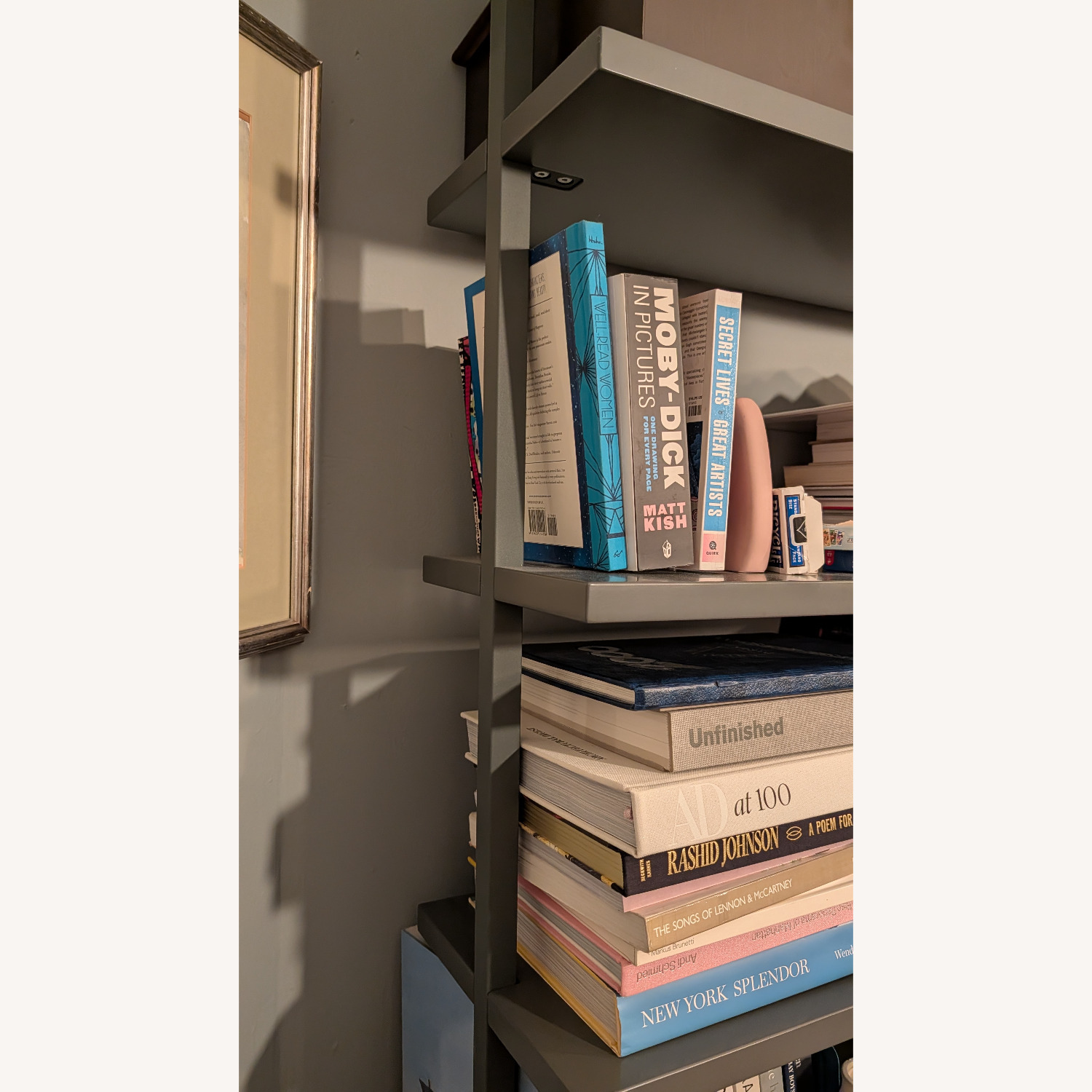 CB2 Stairway 96" White Metal Wall Mount Bookcase - image-2