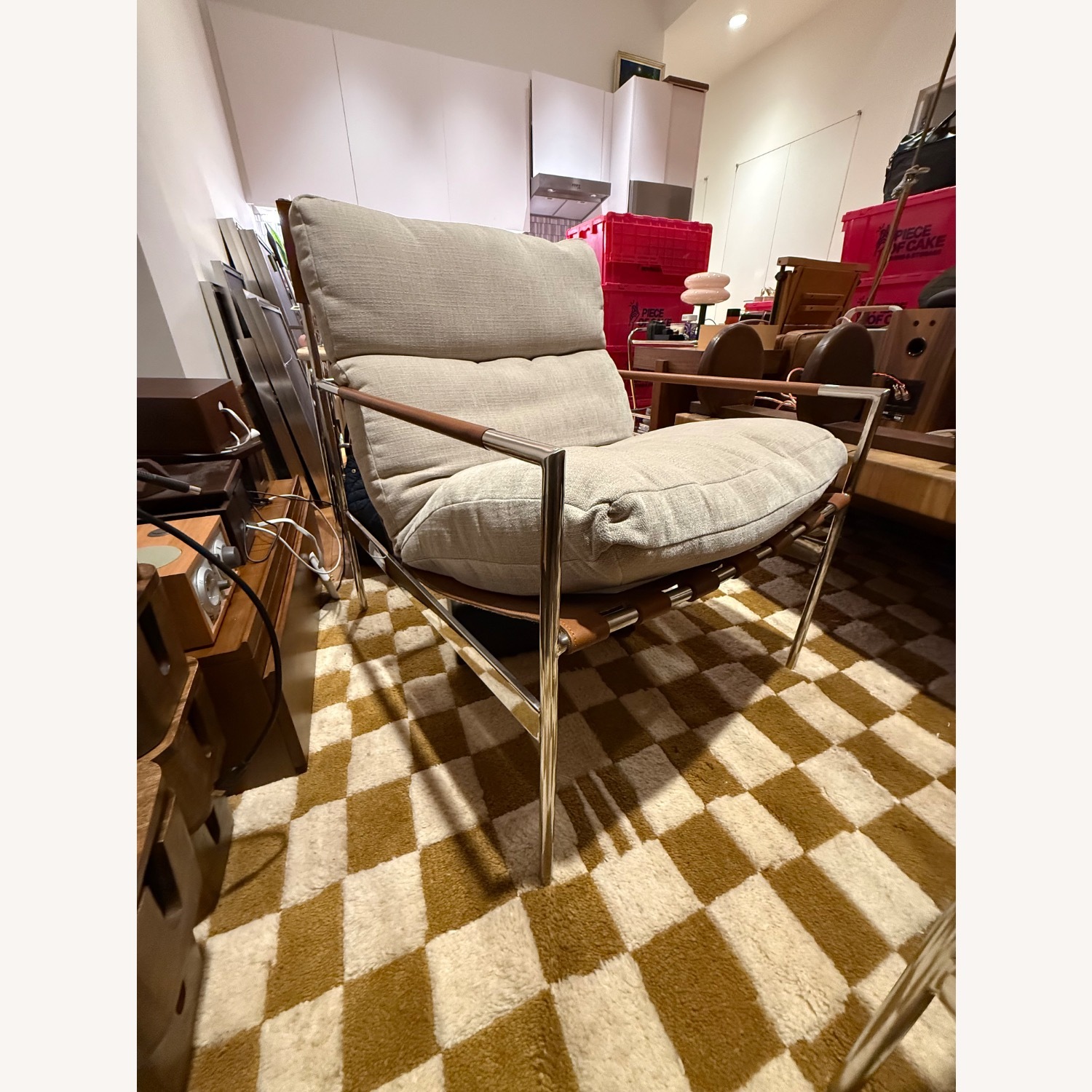 West Elm Stuart Natural Fabric Armchair - image-1
