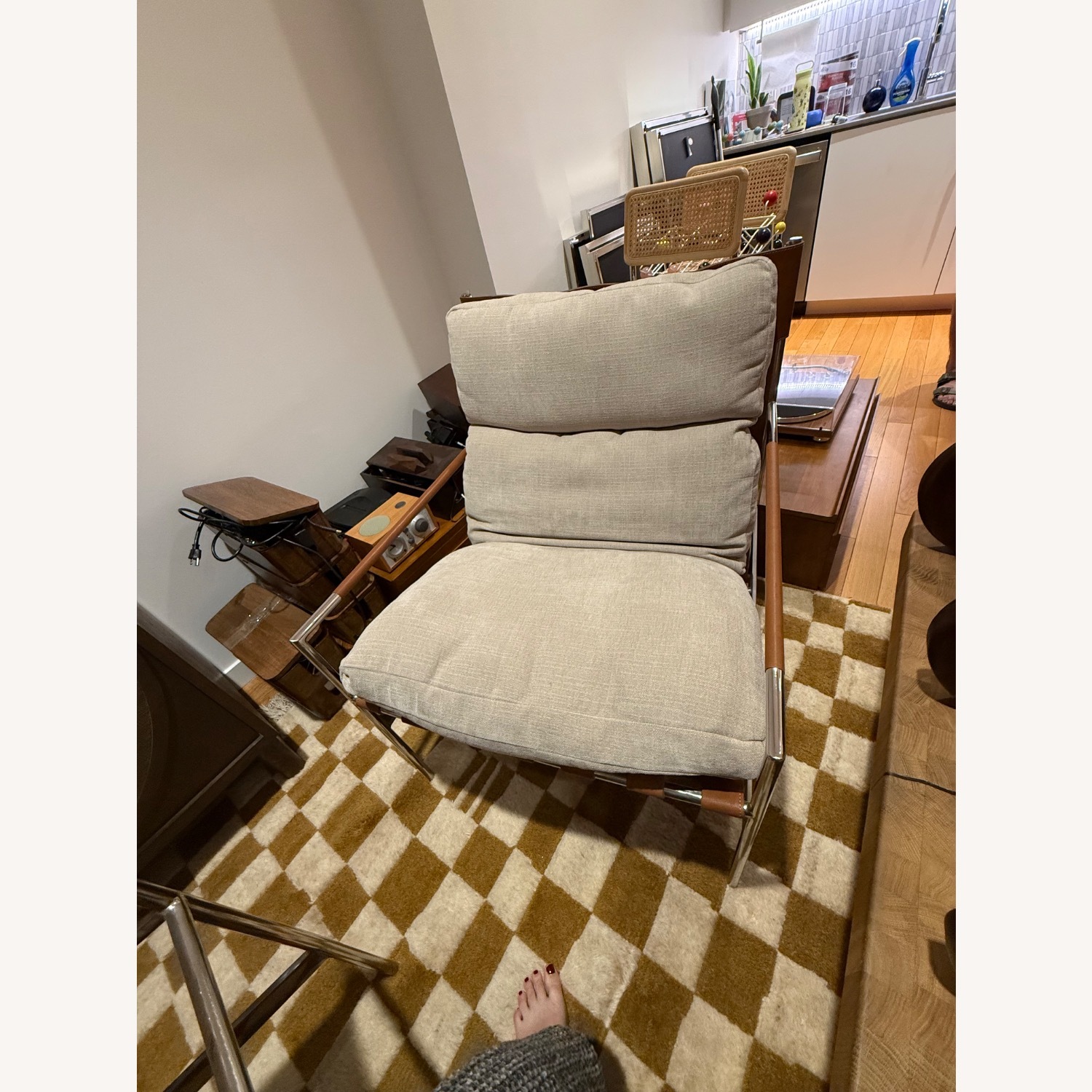 West Elm Stuart Natural Fabric Armchair - image-3
