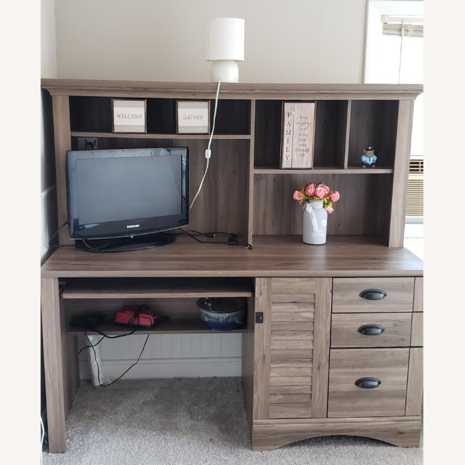 Sauder Computer Desk with Hutch - image-1