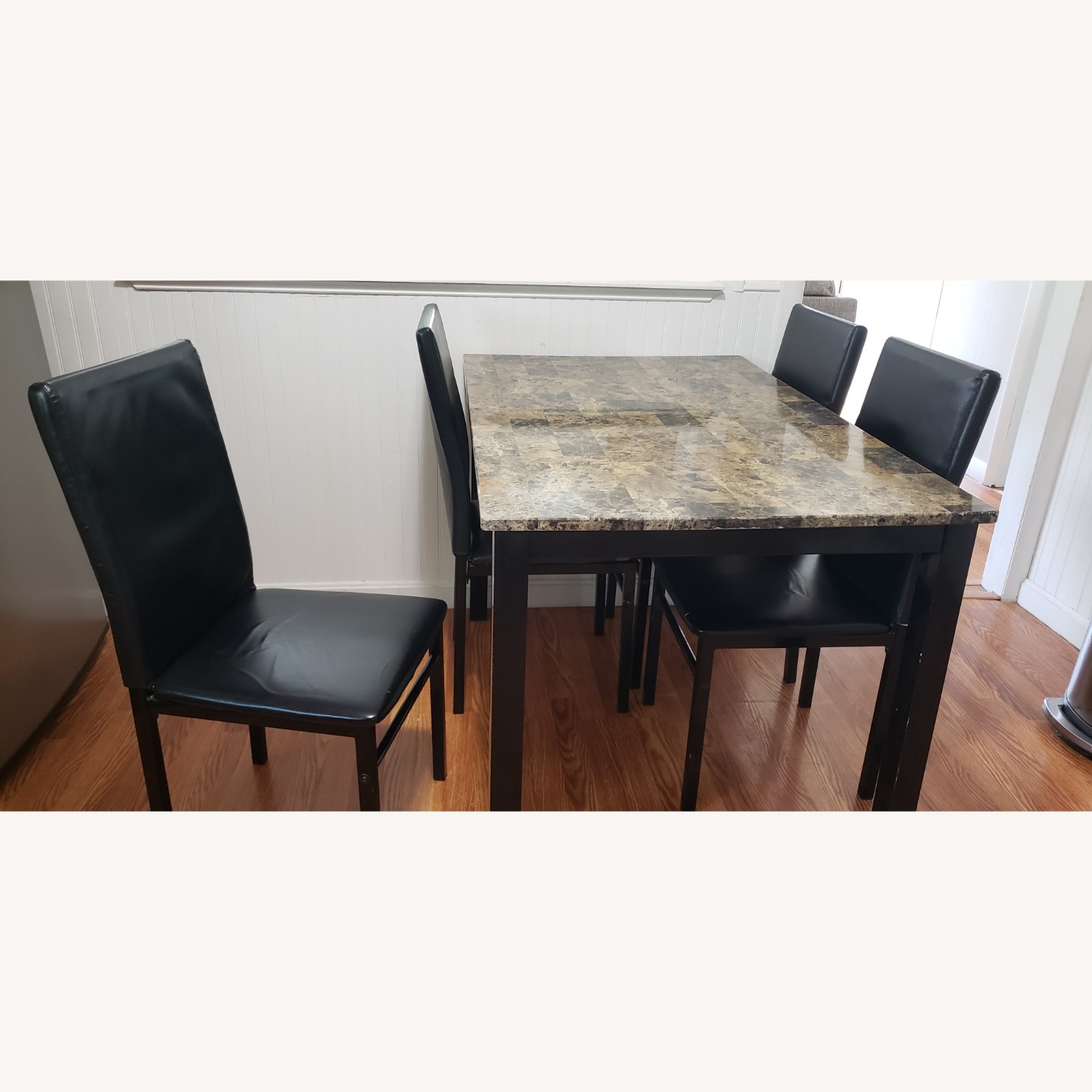 Marble-Look Dining Table with 4 Chairs - image-3