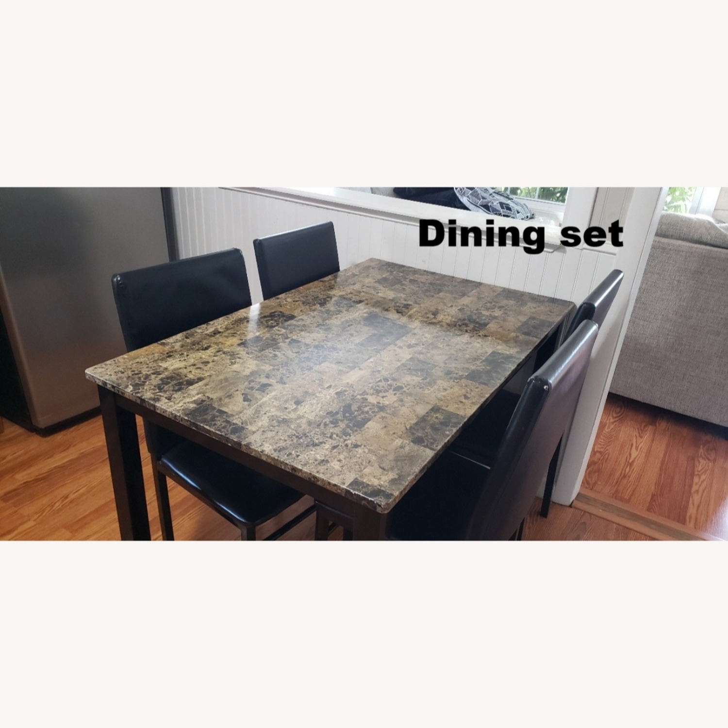 Marble-Look Dining Table with 4 Chairs - image-1