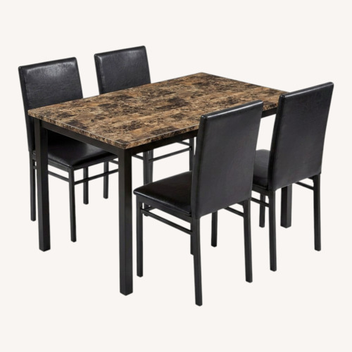 Used Marble-Look Dining Table with 4 Chairs for sale on AptDeco