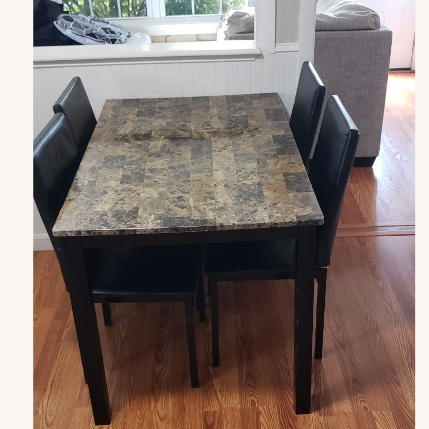 Marble-Look Dining Table with 4 Chairs - image-2