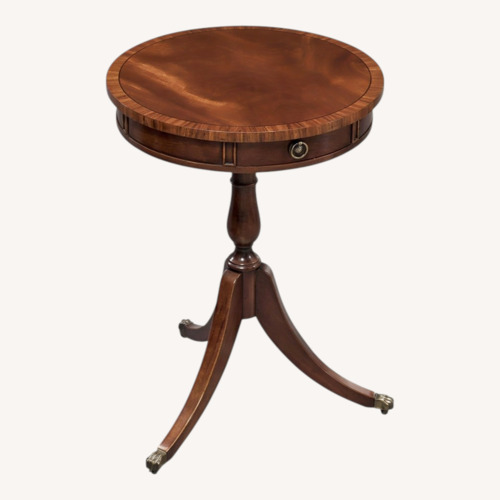 Used Hammary Banded Inlaid Mahogany Drum Table for sale on AptDeco