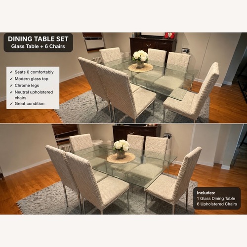Used     Modern Glass Dining Set with Chairs  for sale on AptDeco