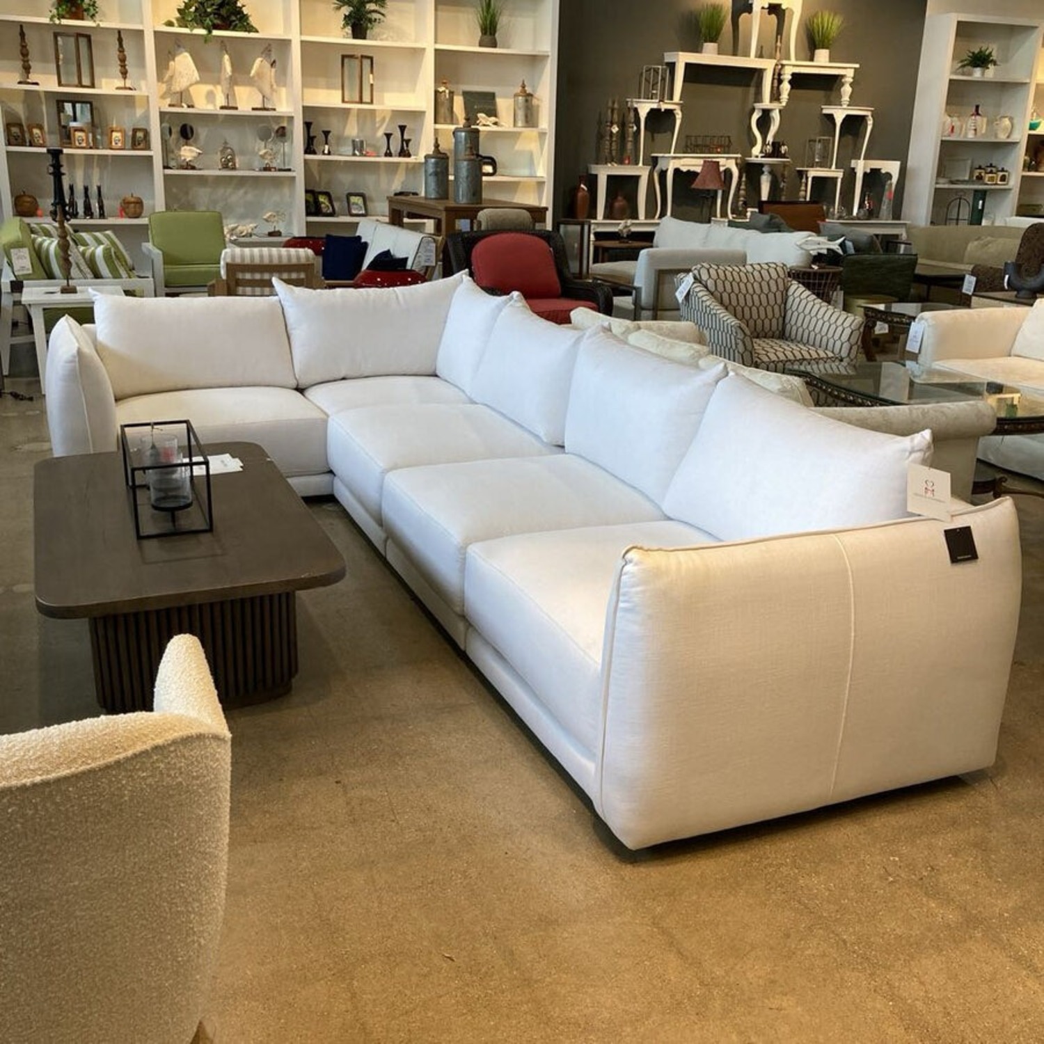 L-Shape Sectional Performance Linen Weave - image-1