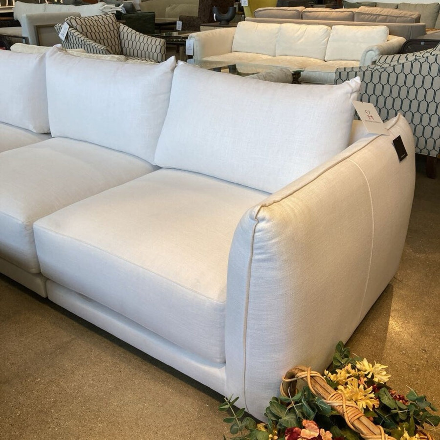 L-Shape Sectional Performance Linen Weave - image-3