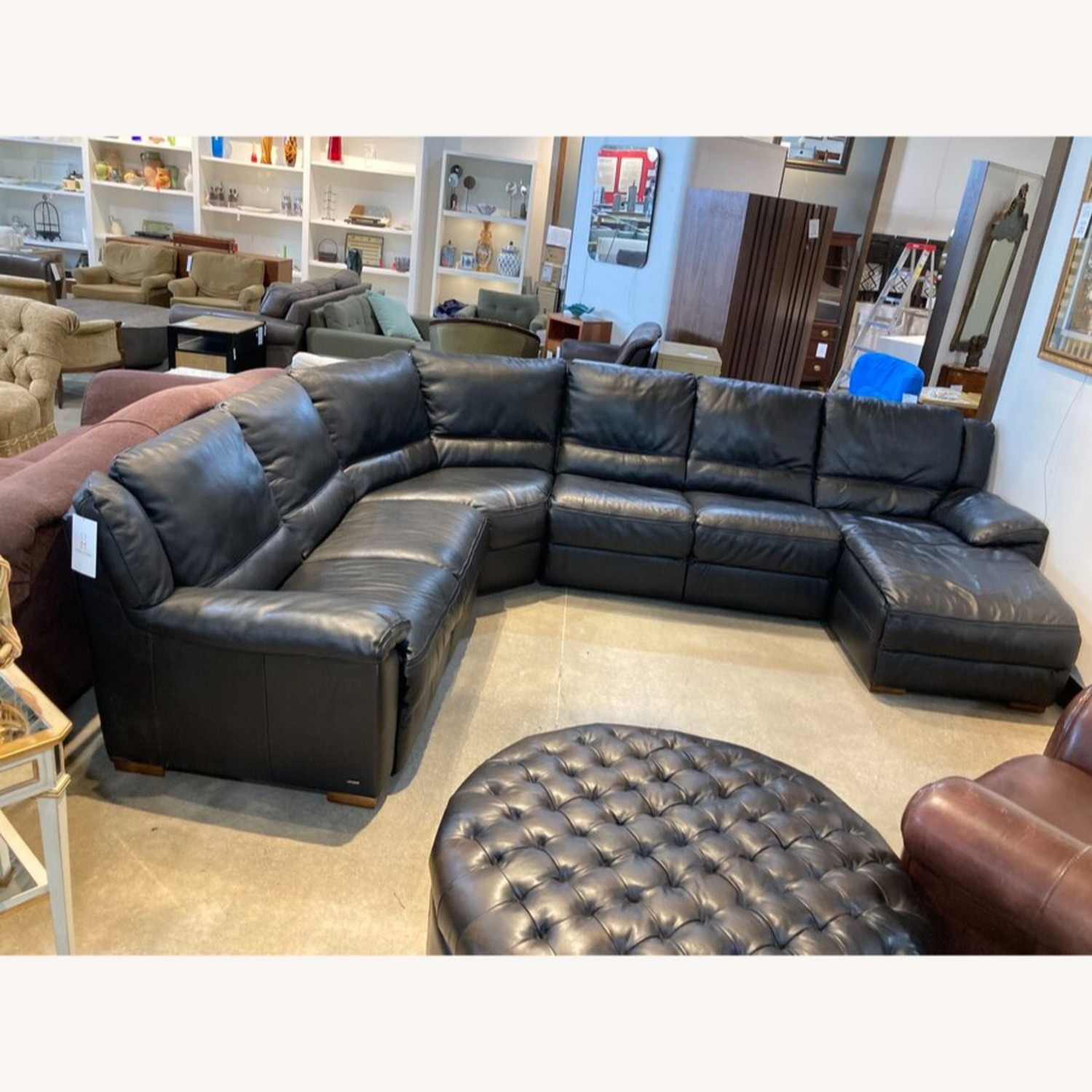 Contemporary Curved Leather Sectional - image-1