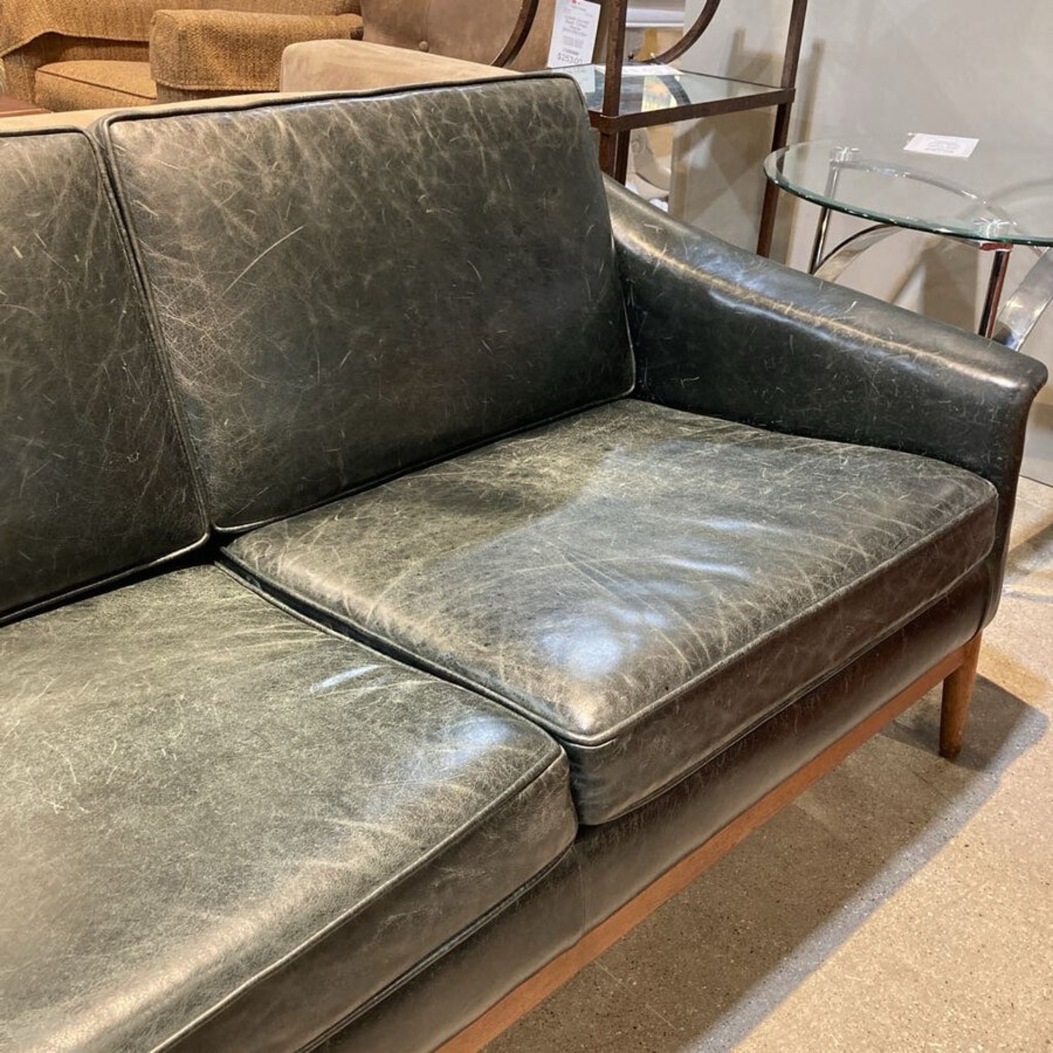 Mid-Century Danish Modern Leather 3-Seat Sofa - image-3