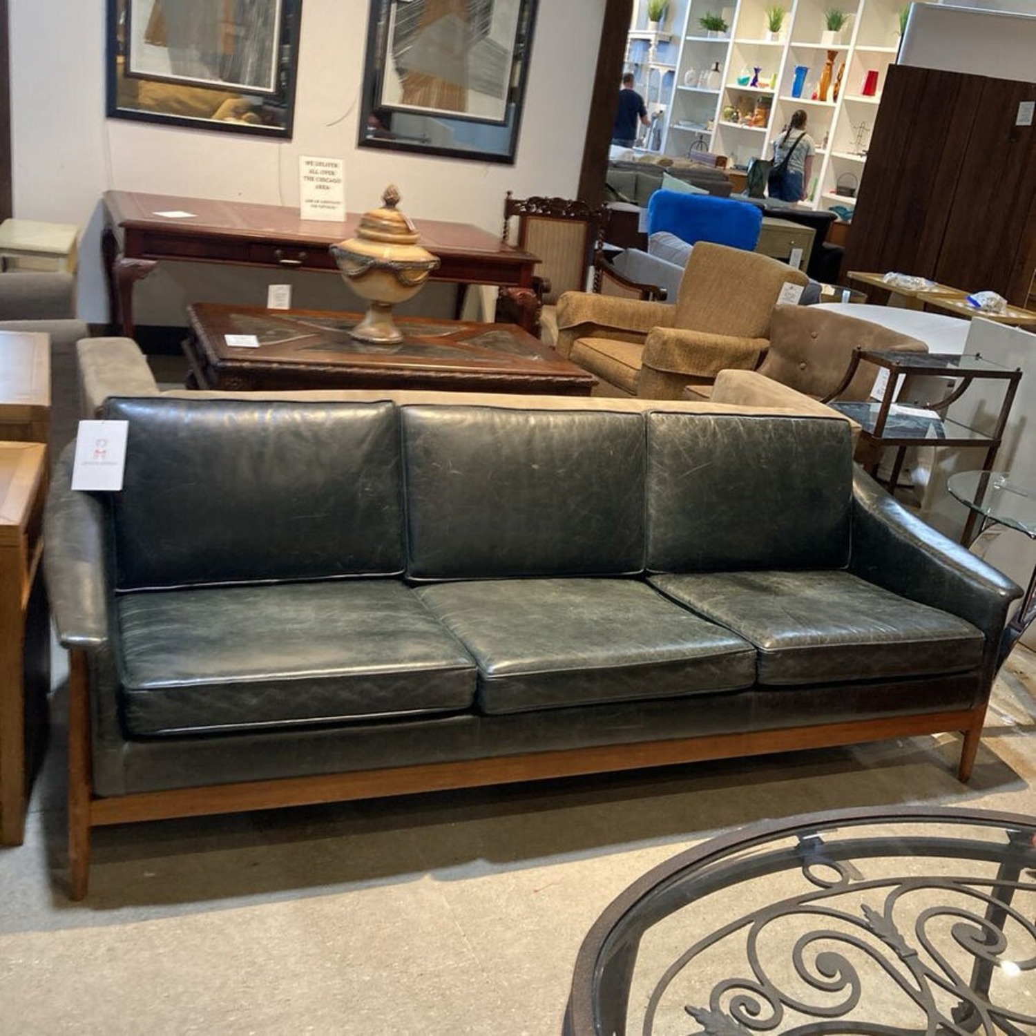 Mid-Century Danish Modern Leather 3-Seat Sofa - image-14