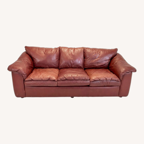 Used Leathercraft Pillow Top Leather 3-Seat Sofa Red for sale on AptDeco