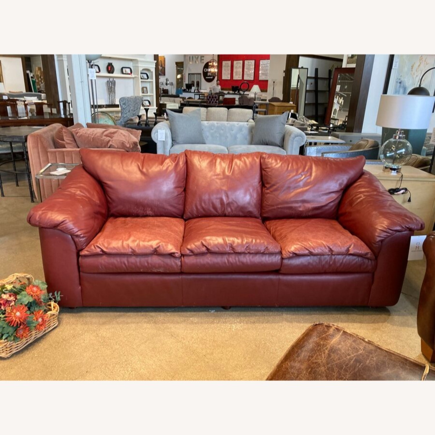 Leathercraft Pillow Top Leather 3-Seat Sofa Red - image-1