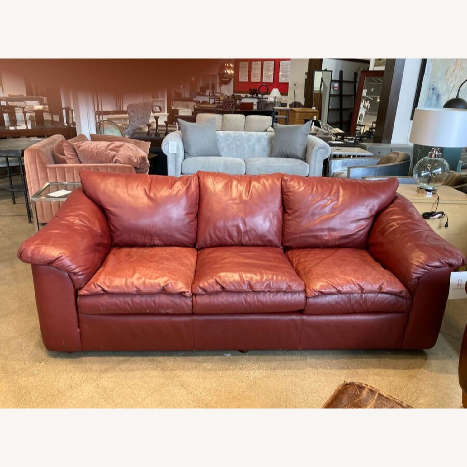 Leathercraft Pillow Top Leather 3-Seat Sofa Red - image-3