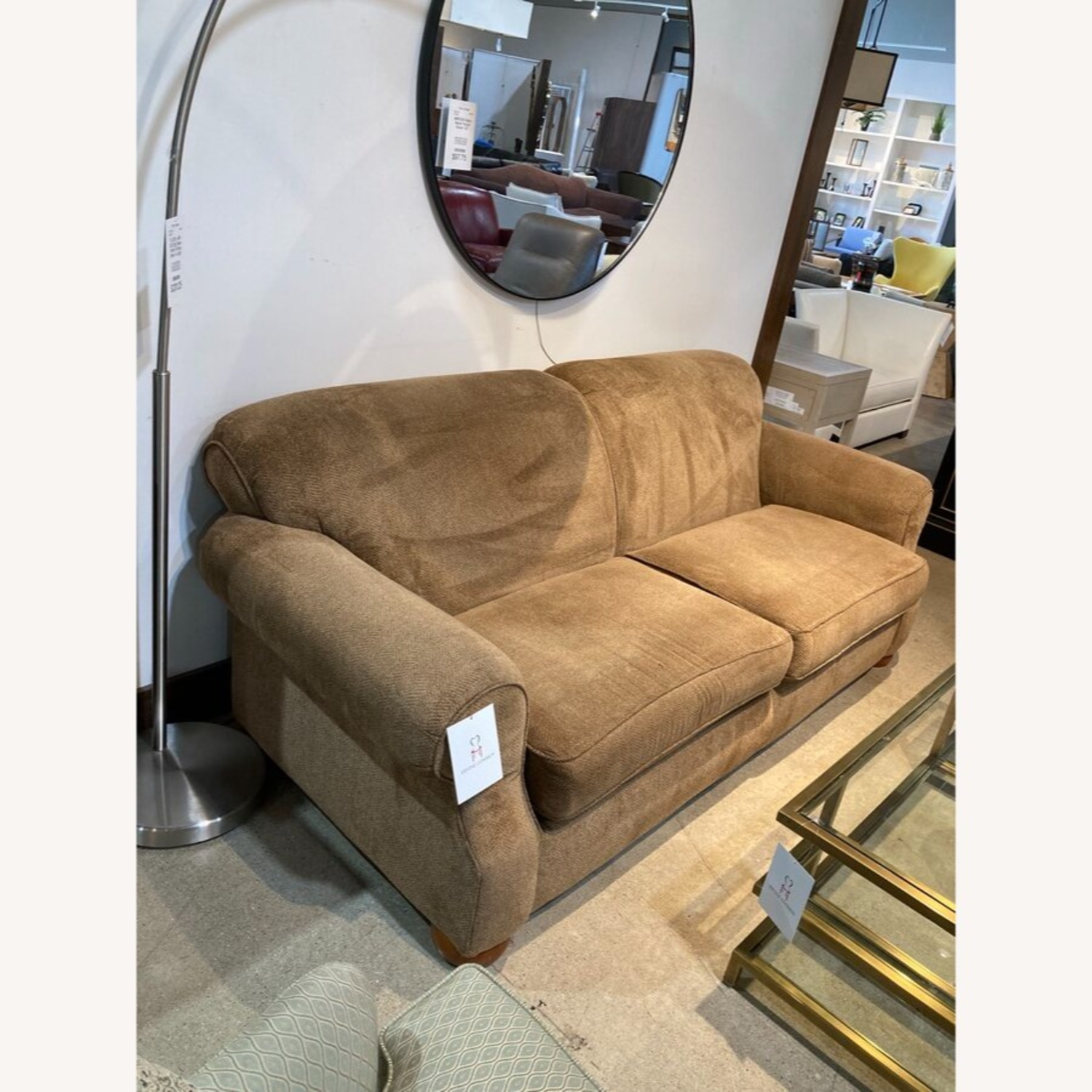 Traditional Fabric Roll-Arm Sofa Brown - image-3