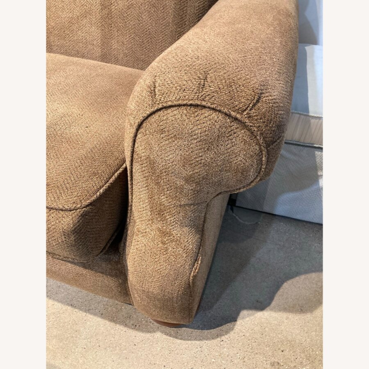 Traditional Fabric Roll-Arm Sofa Brown - image-9