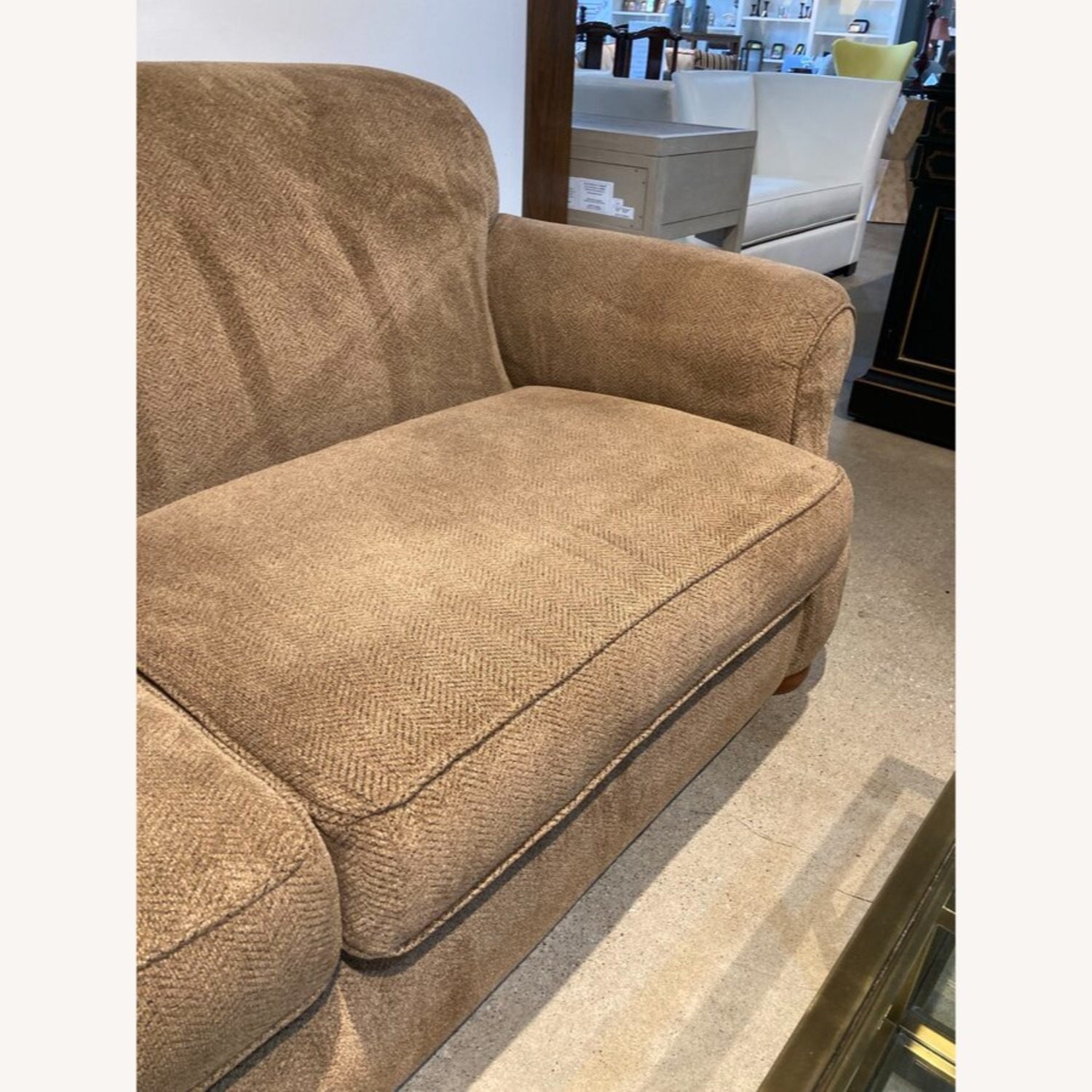 Traditional Fabric Roll-Arm Sofa Brown - image-7