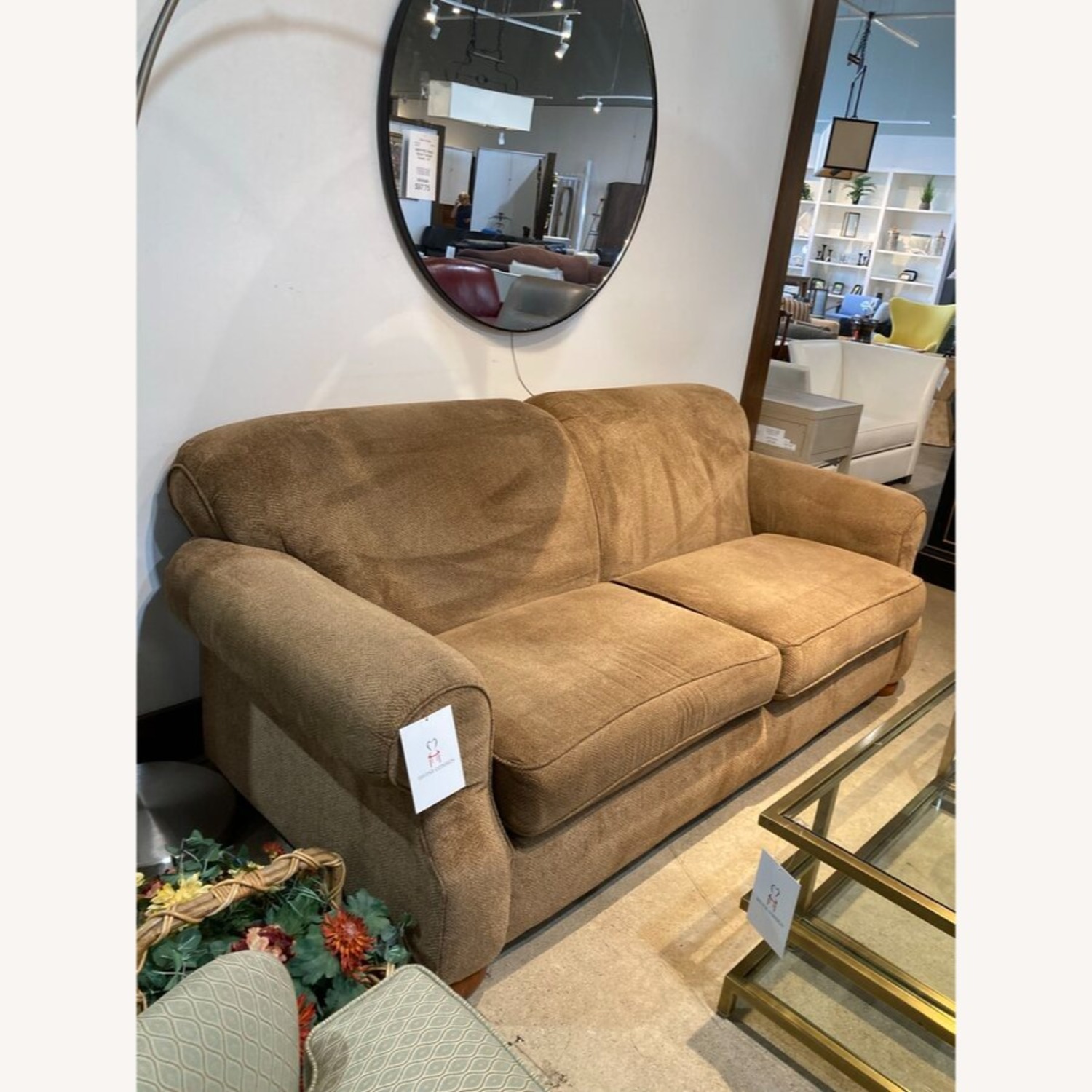Traditional Fabric Roll-Arm Sofa Brown - image-2
