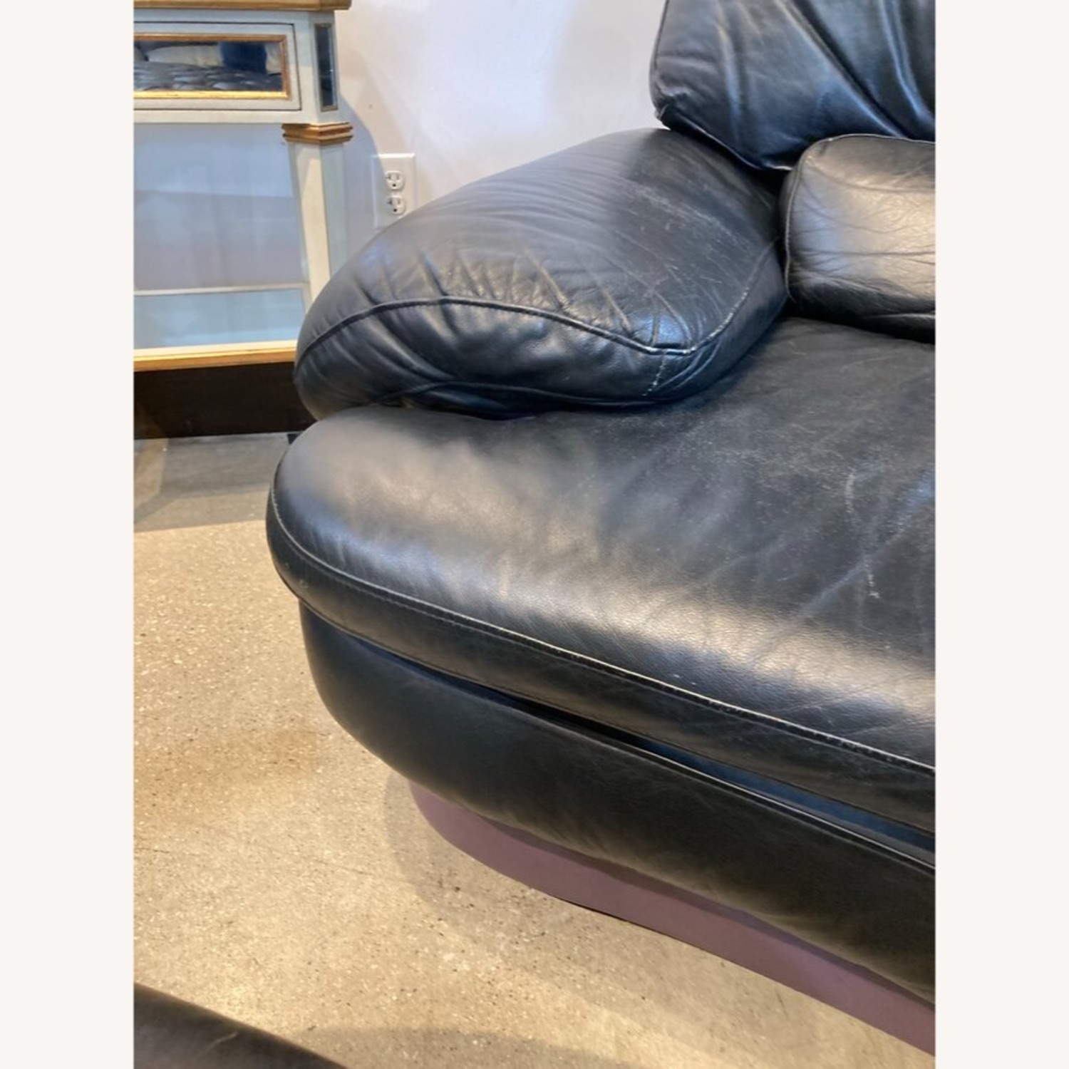 Postmodern Leather Swivel Armchair - image-6