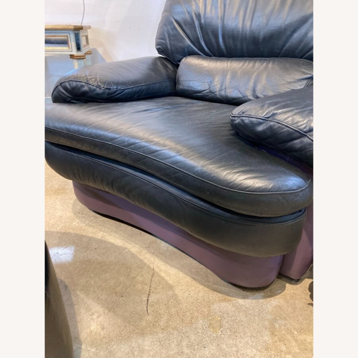 Postmodern Leather Swivel Armchair - image-7