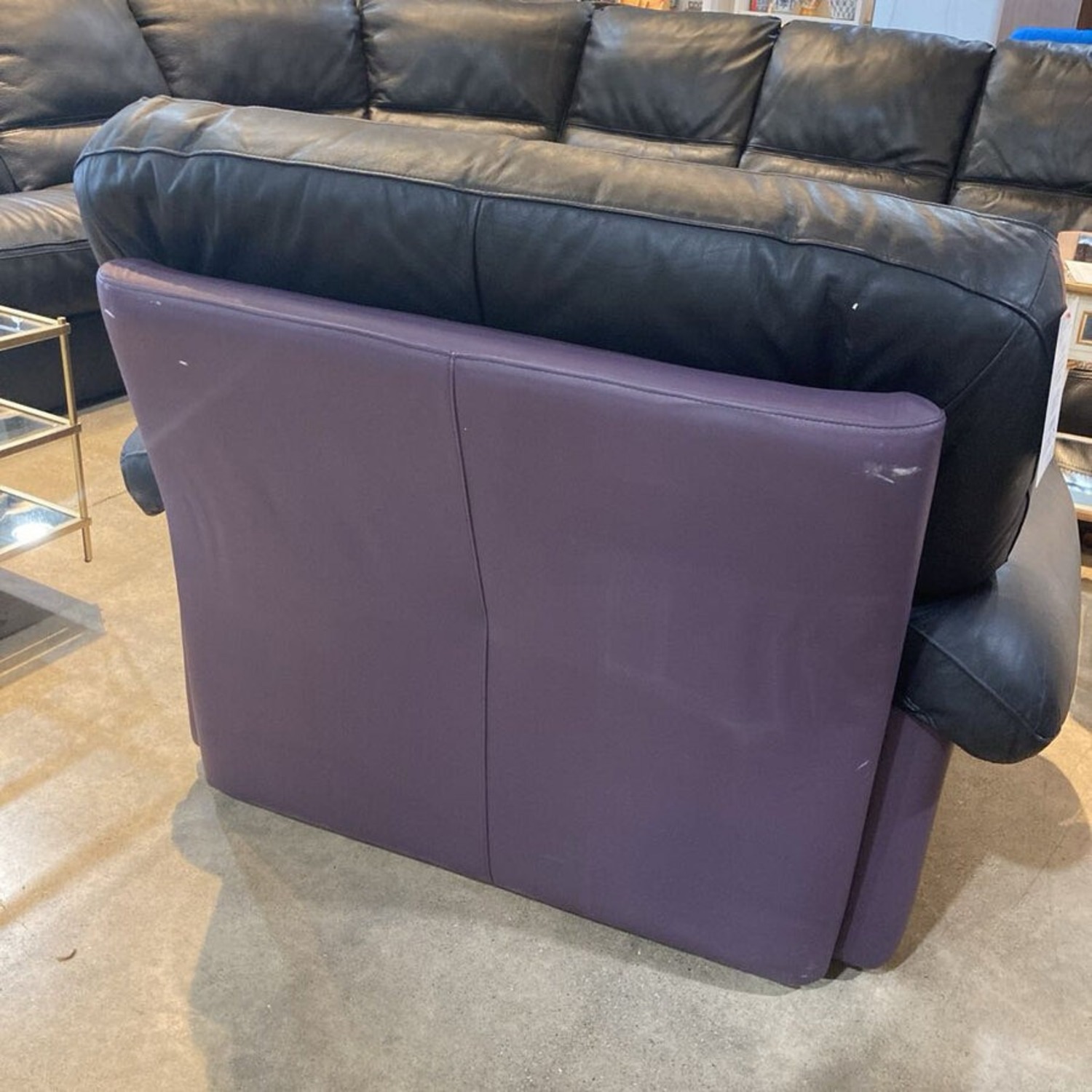 Postmodern Leather Swivel Armchair - image-12
