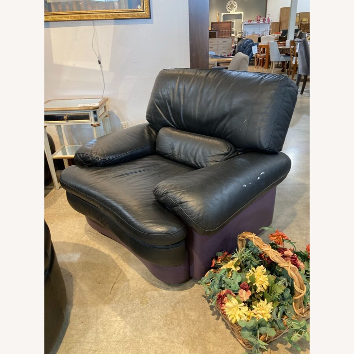 Postmodern Leather Swivel Armchair - image-2