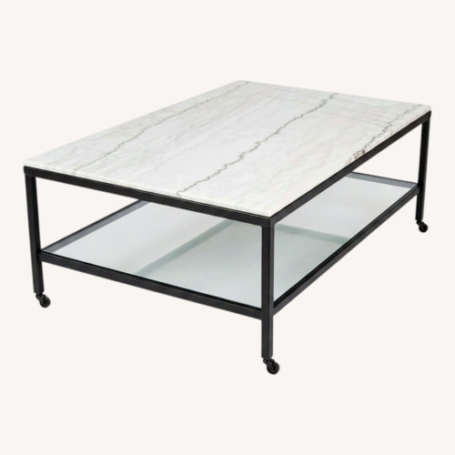 Used Whitman Rectangular Marble Top Coffee Table for sale on AptDeco
