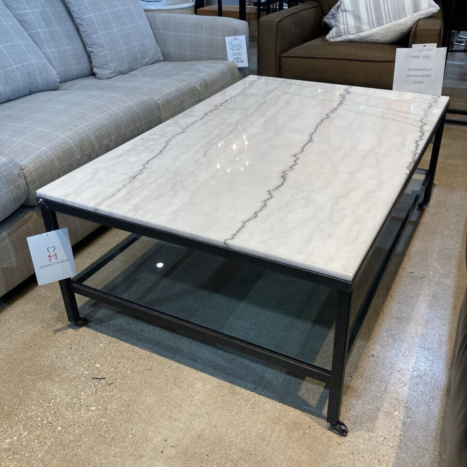 Whitman Rectangular Marble Top Coffee Table - image-1