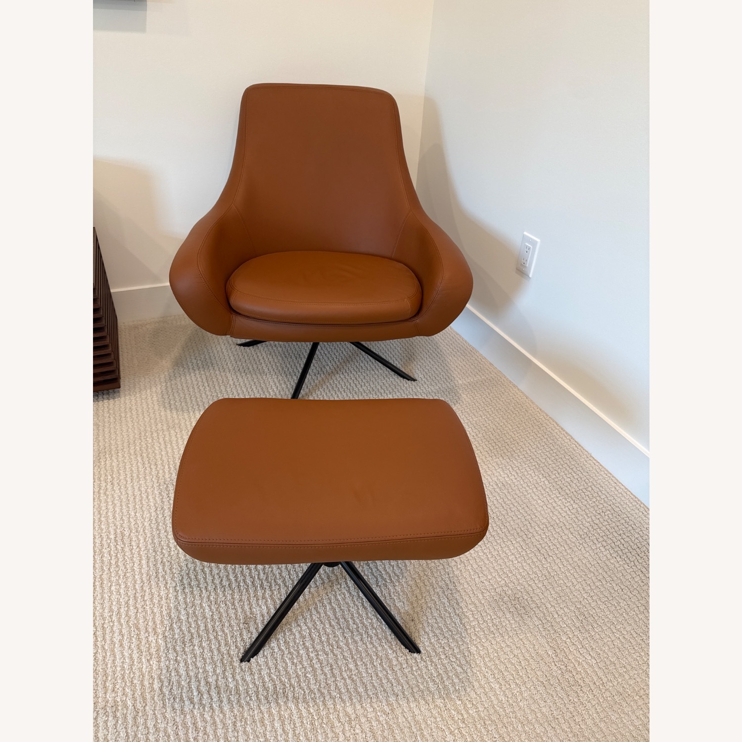 Design Within Reach Noomi Leather Chair + Ottoman - image-1
