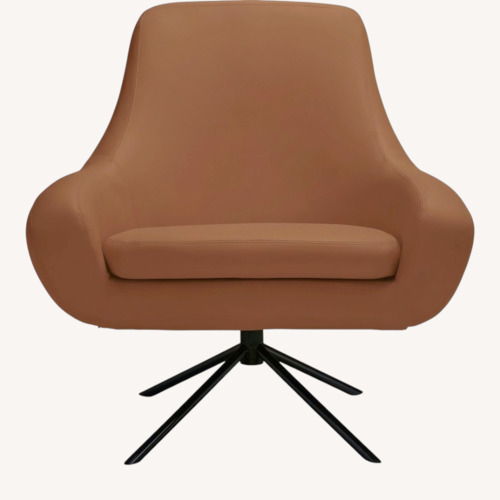 Used Design Within Reach Noomi Leather Chair + Ottoman for sale on AptDeco