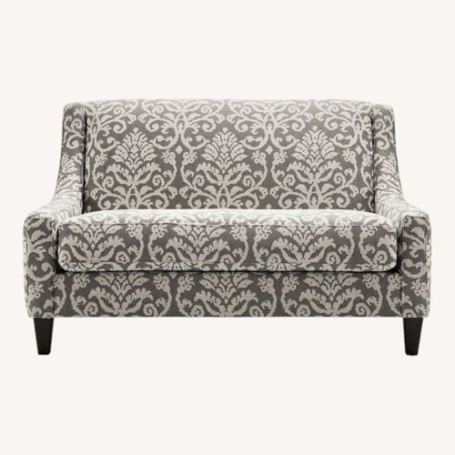 Used Anastasia Elegant Gray & Cream Damask Loveseat  for sale on AptDeco