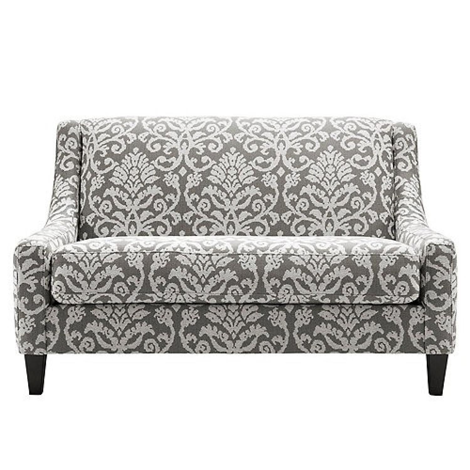 Anastasia Elegant Gray & Cream Damask Loveseat - image-4