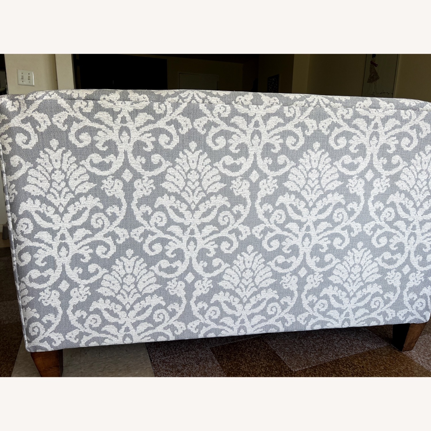 Anastasia Elegant Gray & Cream Damask Loveseat - image-3
