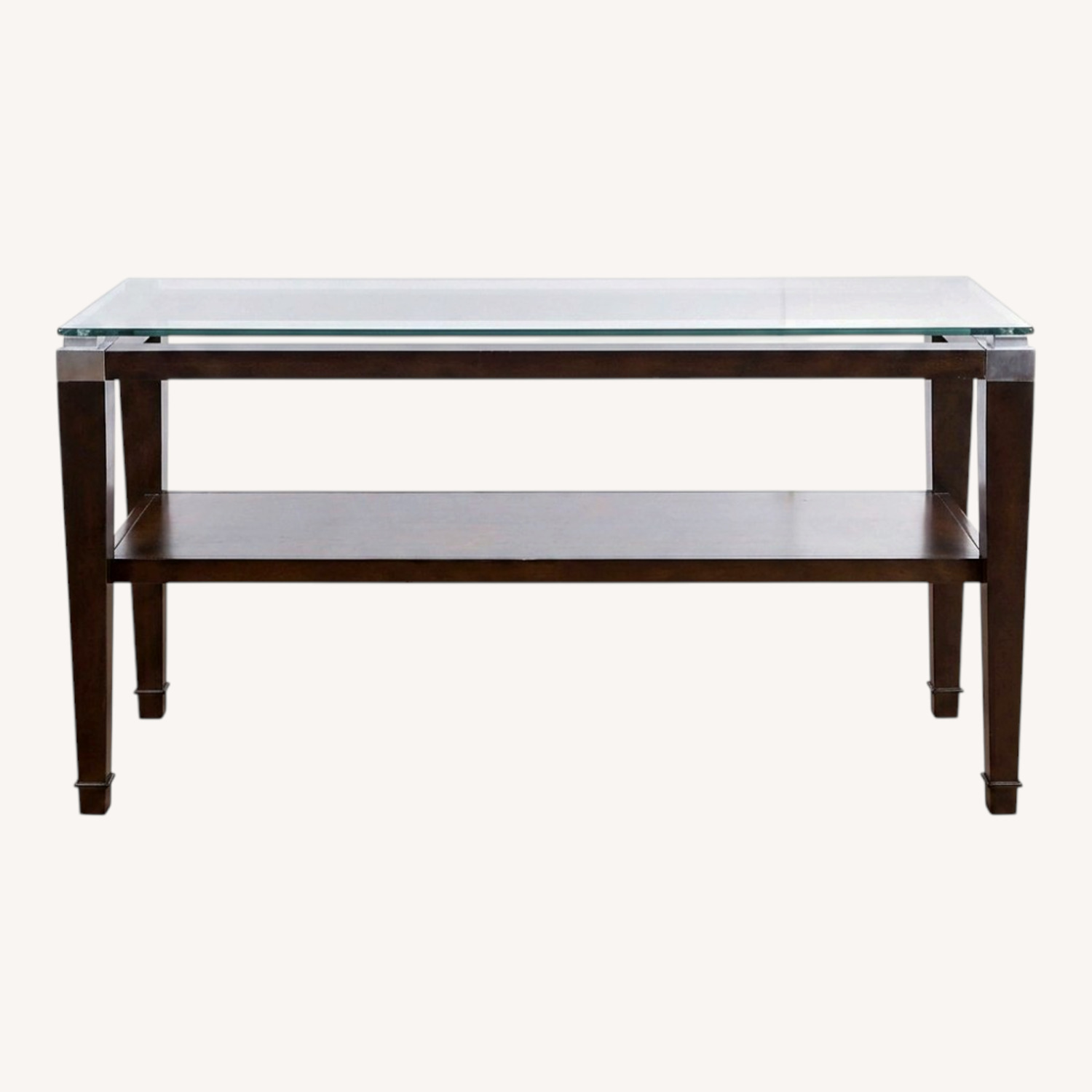 Glass Top TV Stand Media Console Espresso Finish - image-0