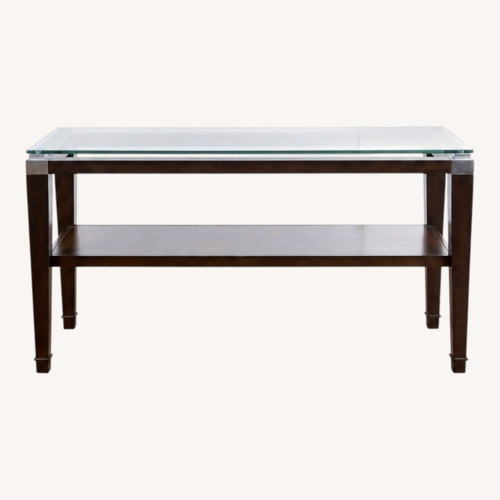 Used Glass Top TV Stand Media Console Espresso Finish for sale on AptDeco