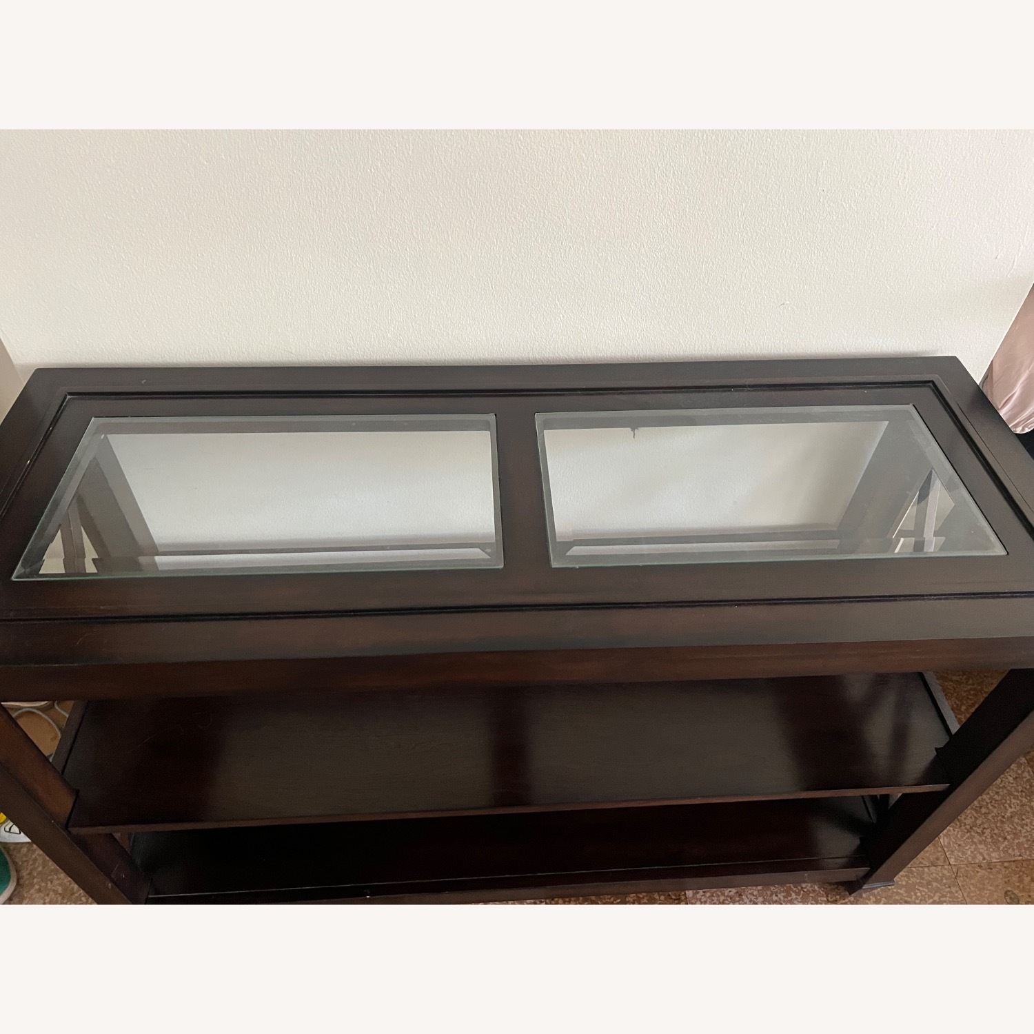 Glass Top TV Stand Media Console Espresso Finish - image-3