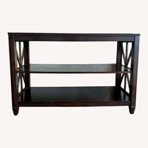 Used Raymour & Flanigan Dark Brown Wood Side Table for sale on AptDeco