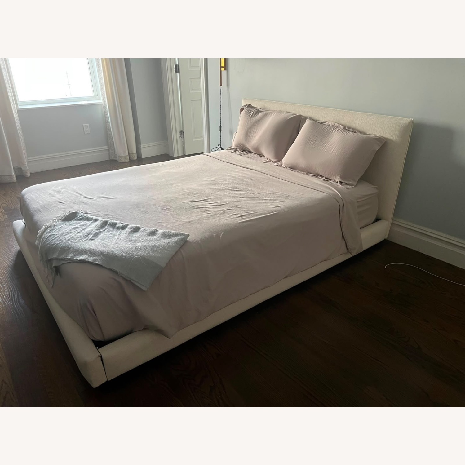CB2 White Fabric Queen Bed - image-2