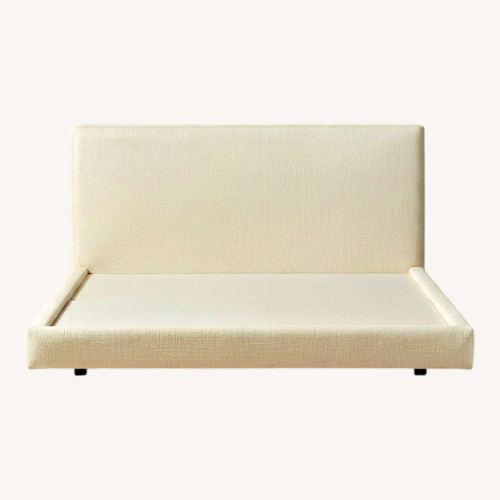 Used CB2 White Fabric Queen Bed for sale on AptDeco