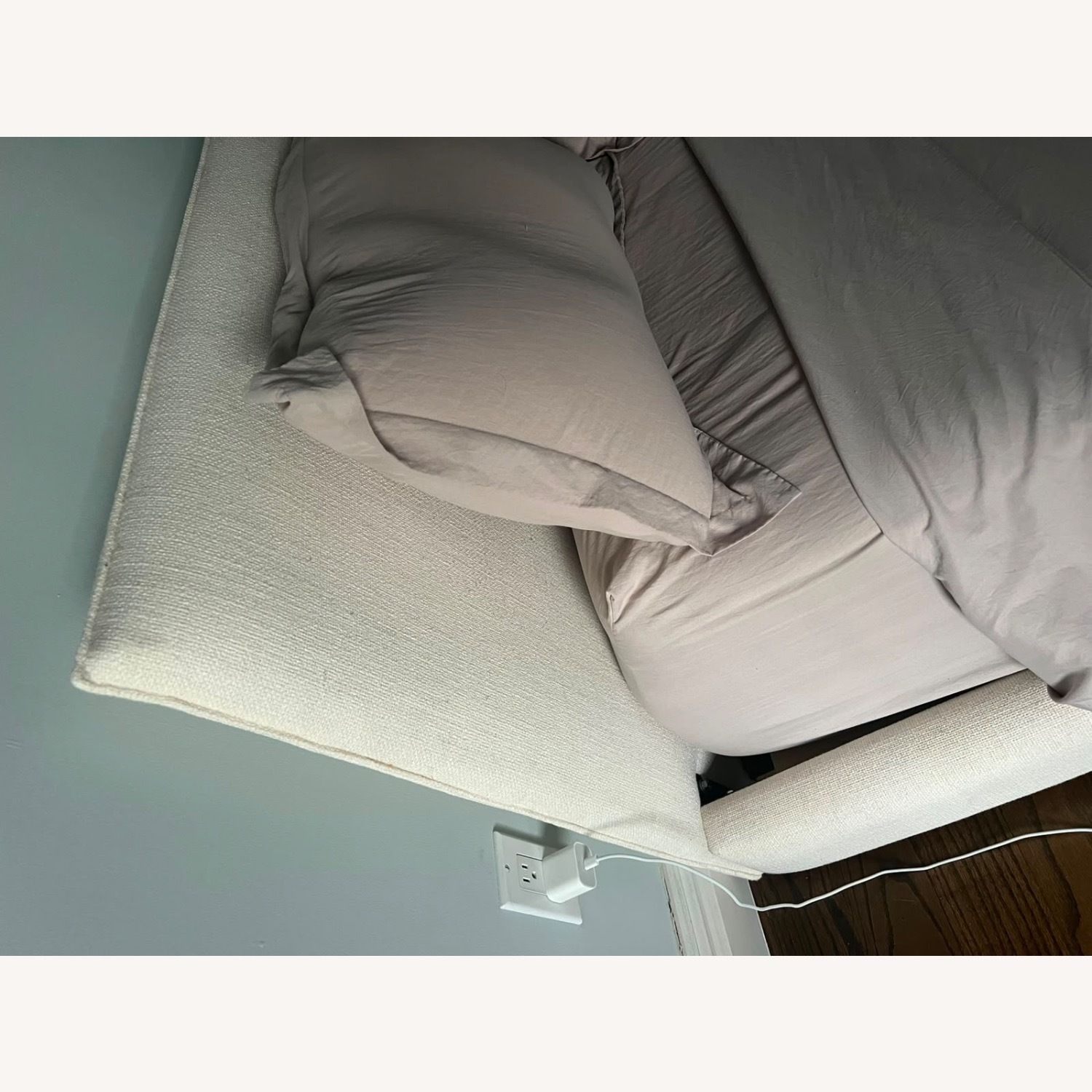 CB2 White Fabric Queen Bed - image-7