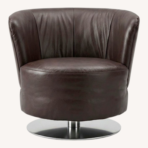 Used Natuzzi Dark Brown Leather Swivel Accent Chair for sale on AptDeco