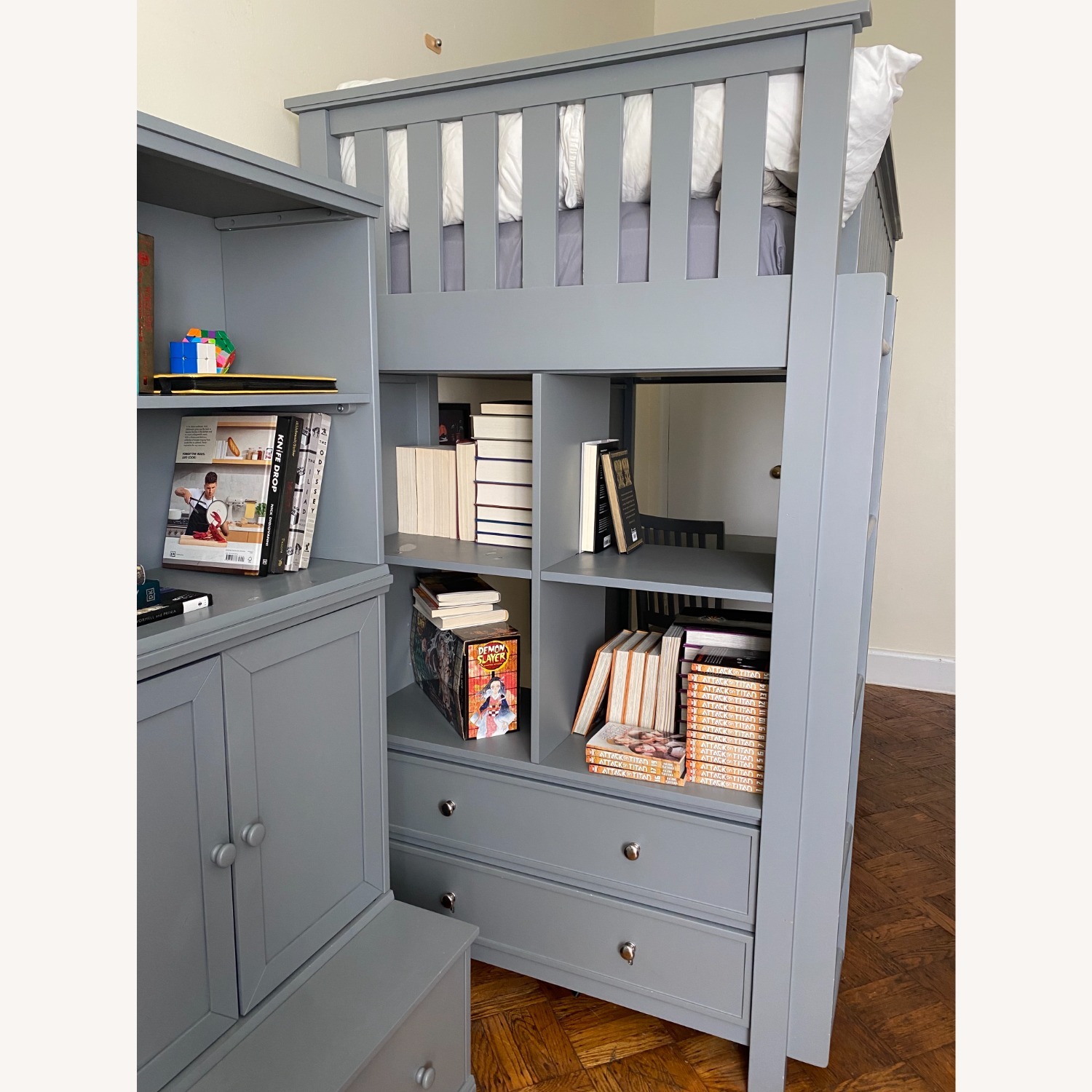 Pottery Barn Kids Elliot Twin Loft Bed and Chair - image-5