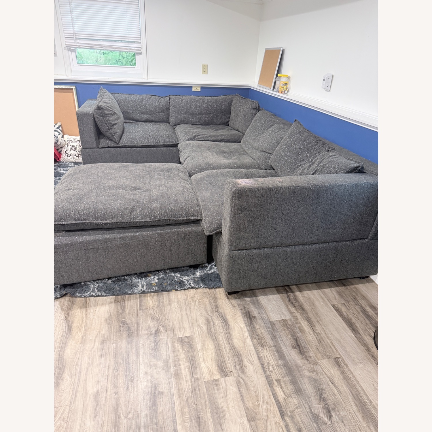 Dark Gray Fabric 3+ Piece Sectional - image-3