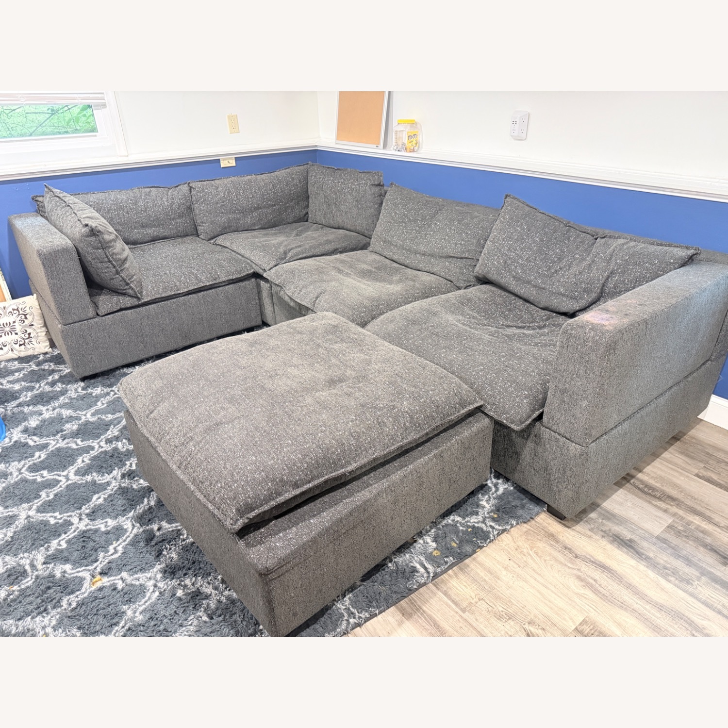 Dark Gray Fabric 3+ Piece Sectional - image-4