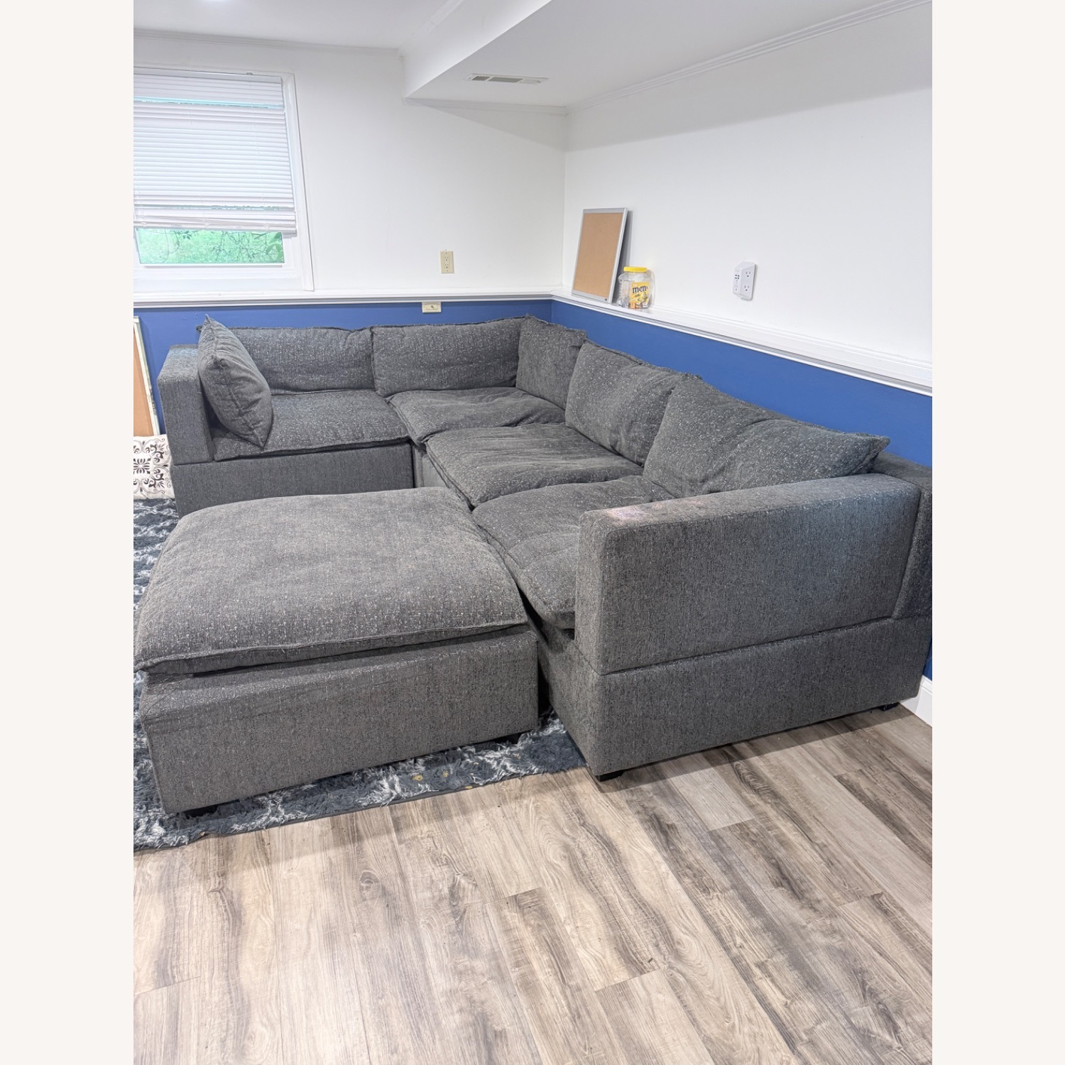 Dark Gray Fabric 3+ Piece Sectional - image-2