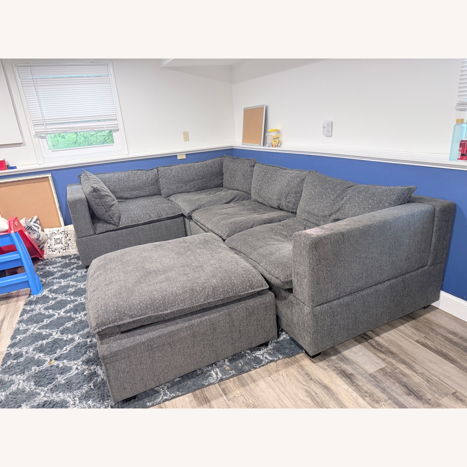Dark Gray Fabric 3+ Piece Sectional - image-1