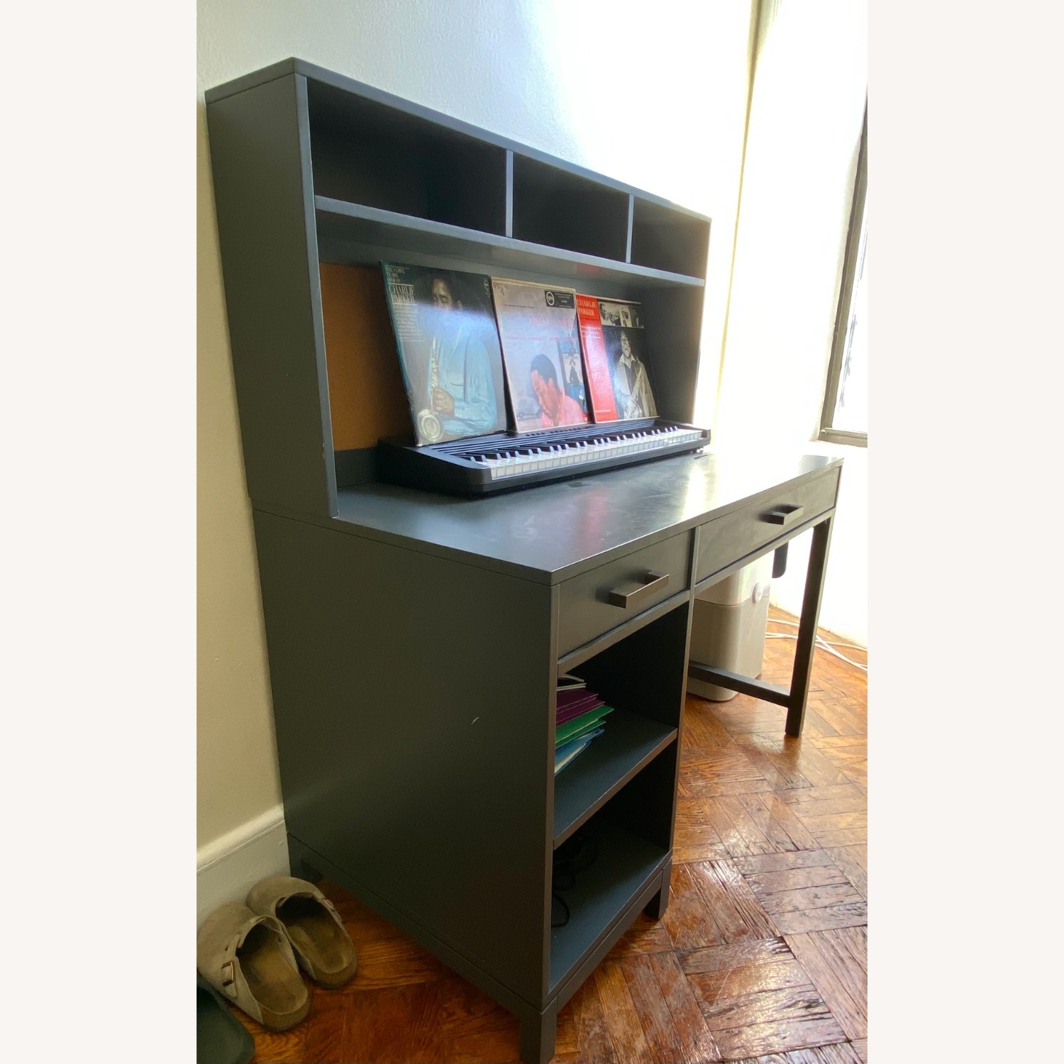 Crate & Kids Parke Charcoal Desk with Hutch - image-2