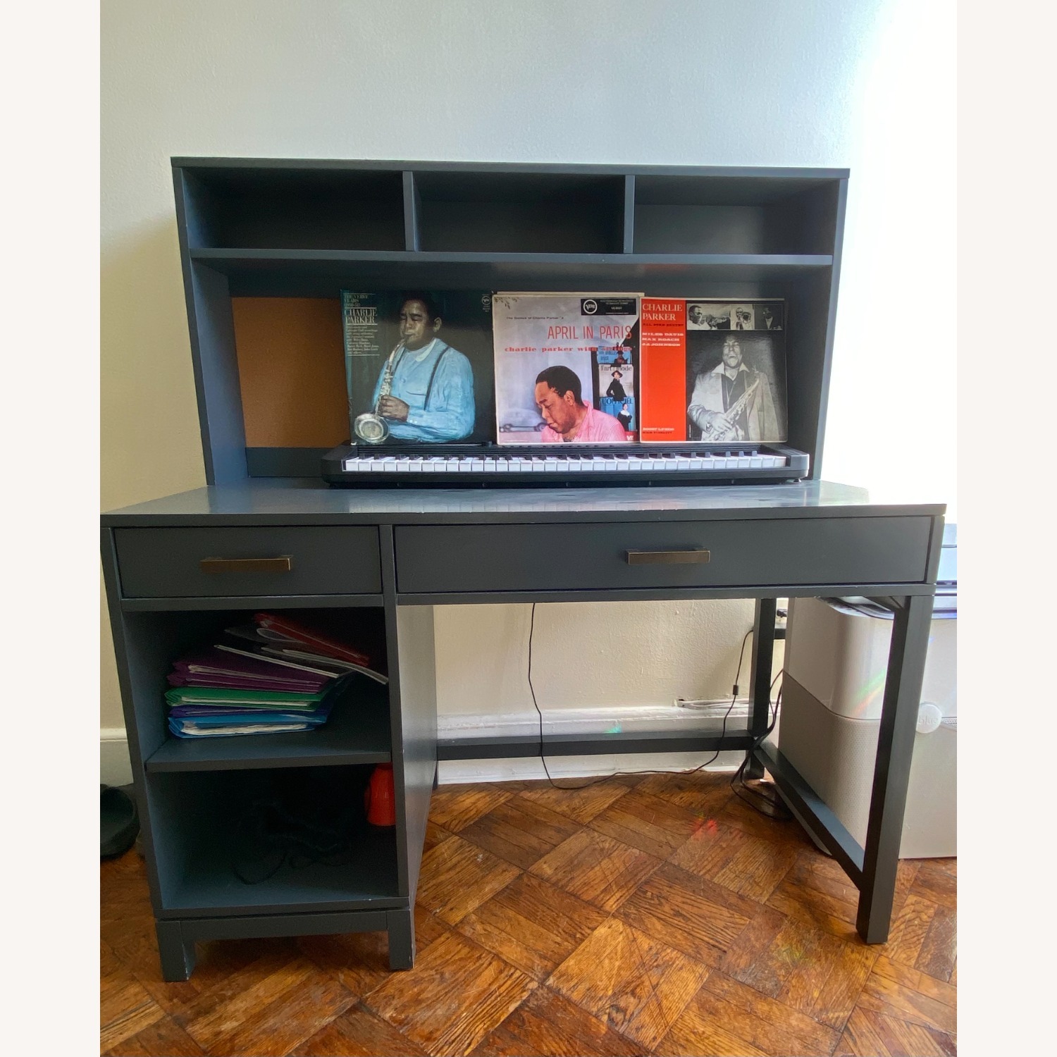 Crate & Kids Parke Charcoal Desk with Hutch - image-1