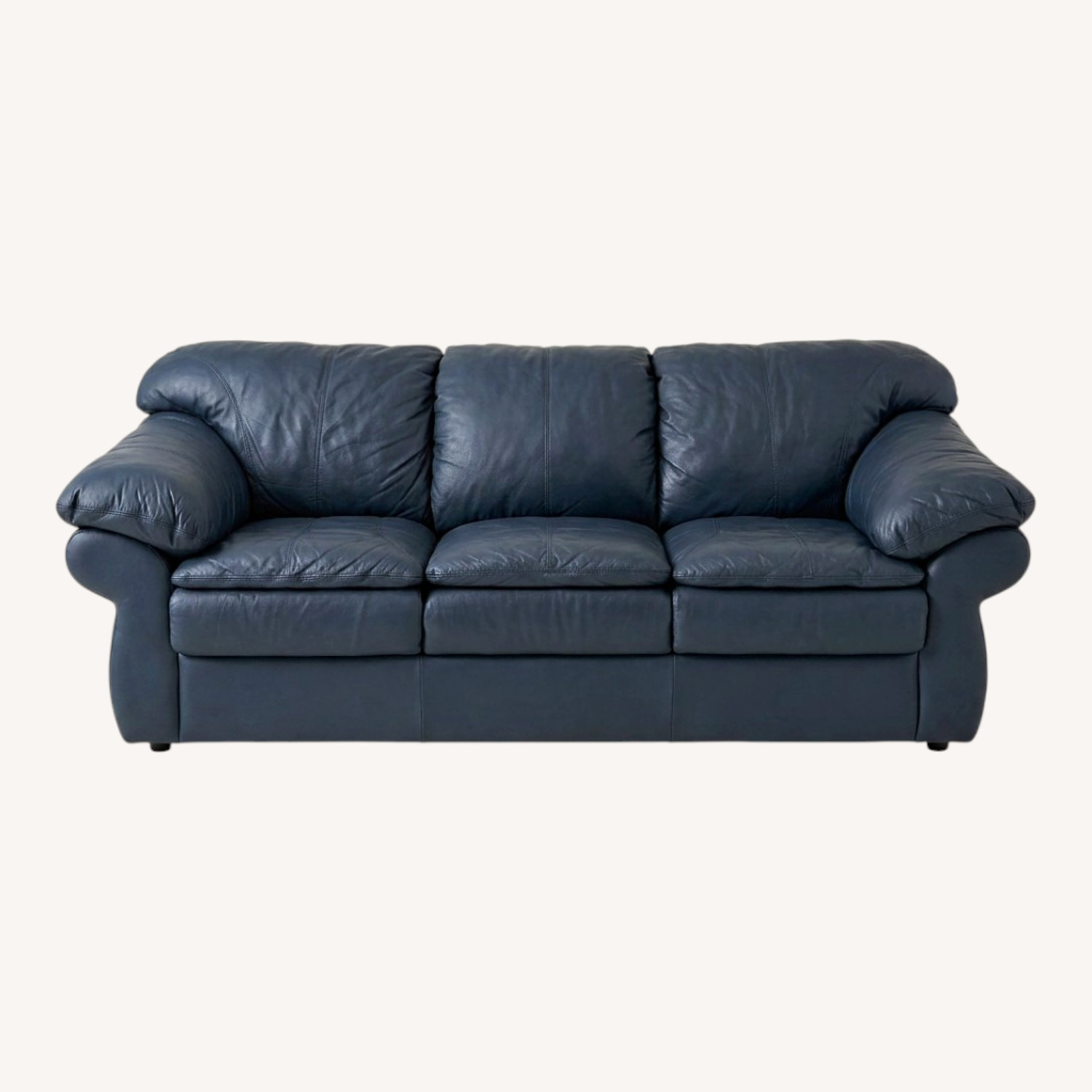 Sealey Furniture Blue Leather Sleeper Sofa - image-0