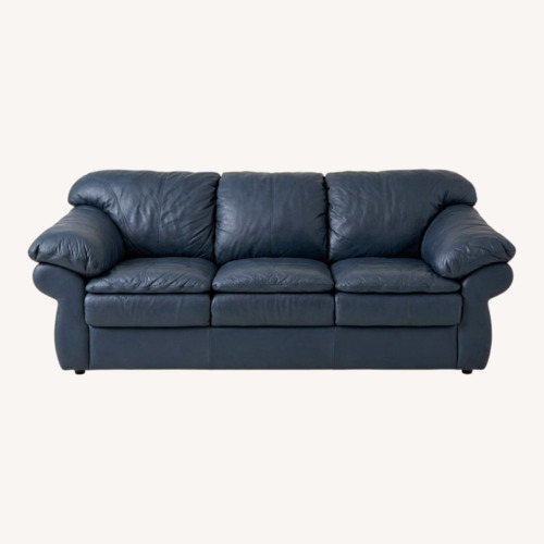 Used Sealey Furniture Blue Leather Sleeper Sofa for sale on AptDeco